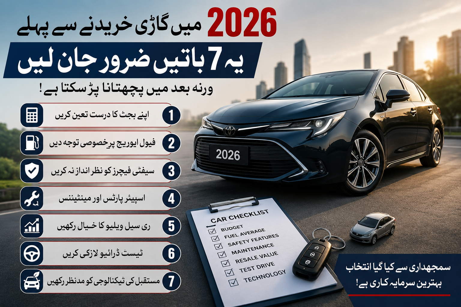 2026 میں گاڑی خریدنے سے پہلے یہ 7 باتیں ضرور جان لیں، ورنہ بعد میں پچھتانا پڑ سکتا ہے